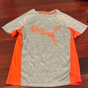 Puma Gray & Orange Short Sleeve Kids Swim Rashguard